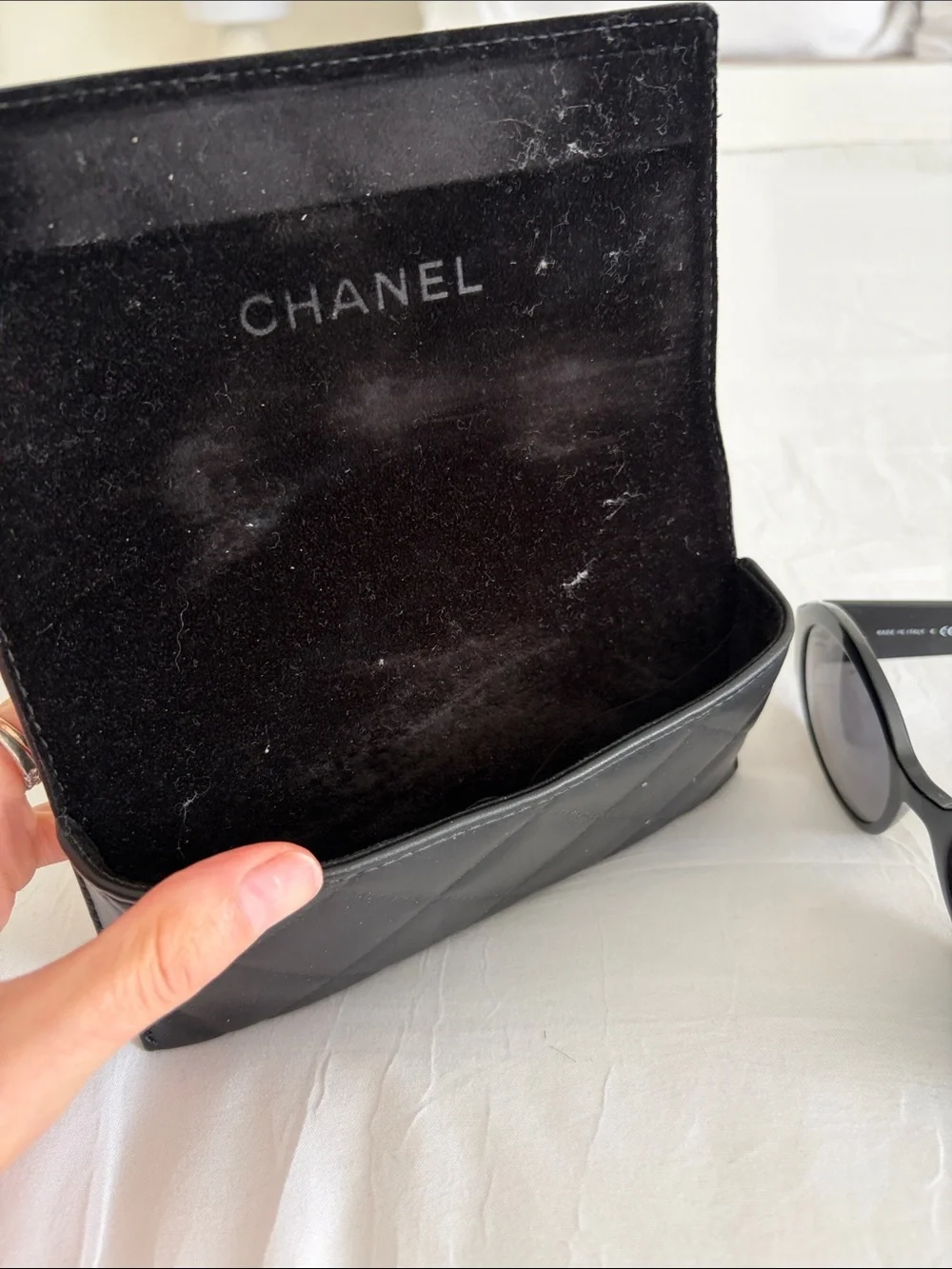 CHANEL Black Oval Acetate Sunglasses